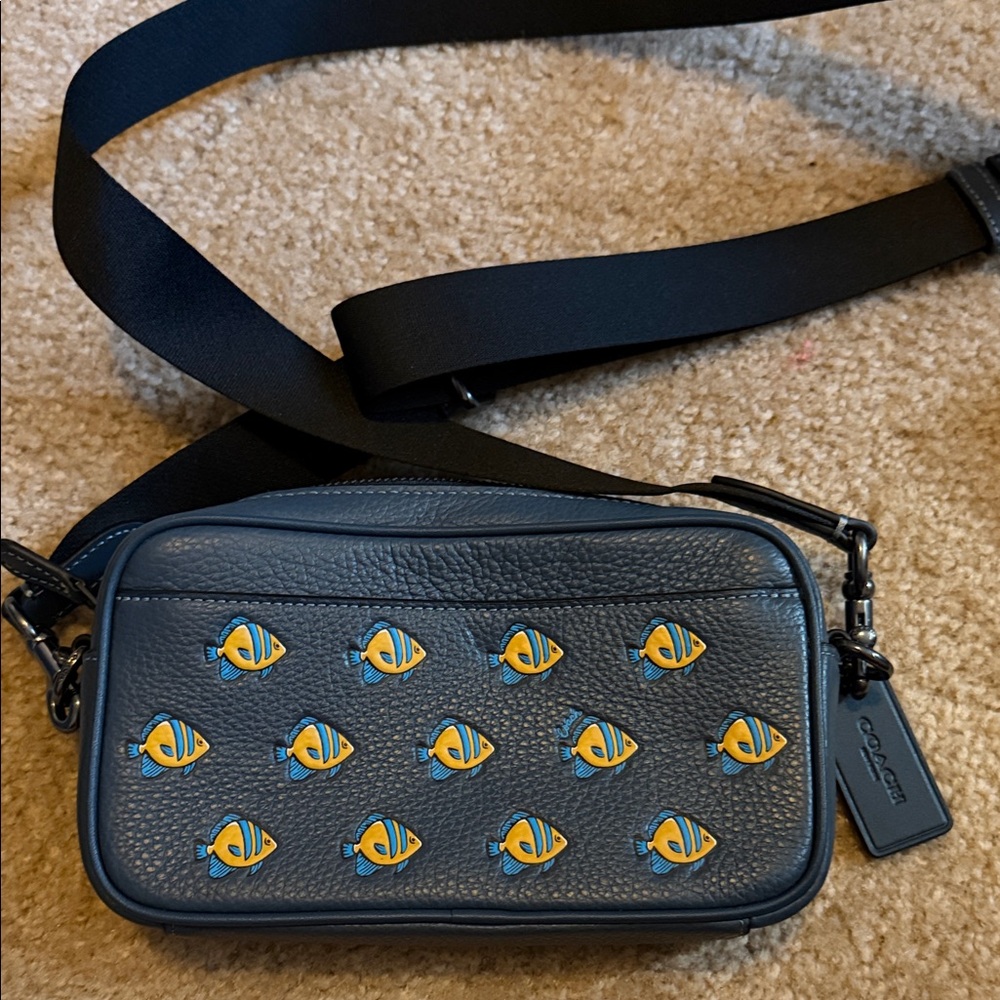 Coach Navy Fish Print Men's Belt Bag